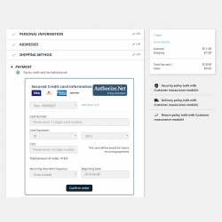 Authorize.net Single and Recurring Payments + CIM Customer Profiles for Prestashop